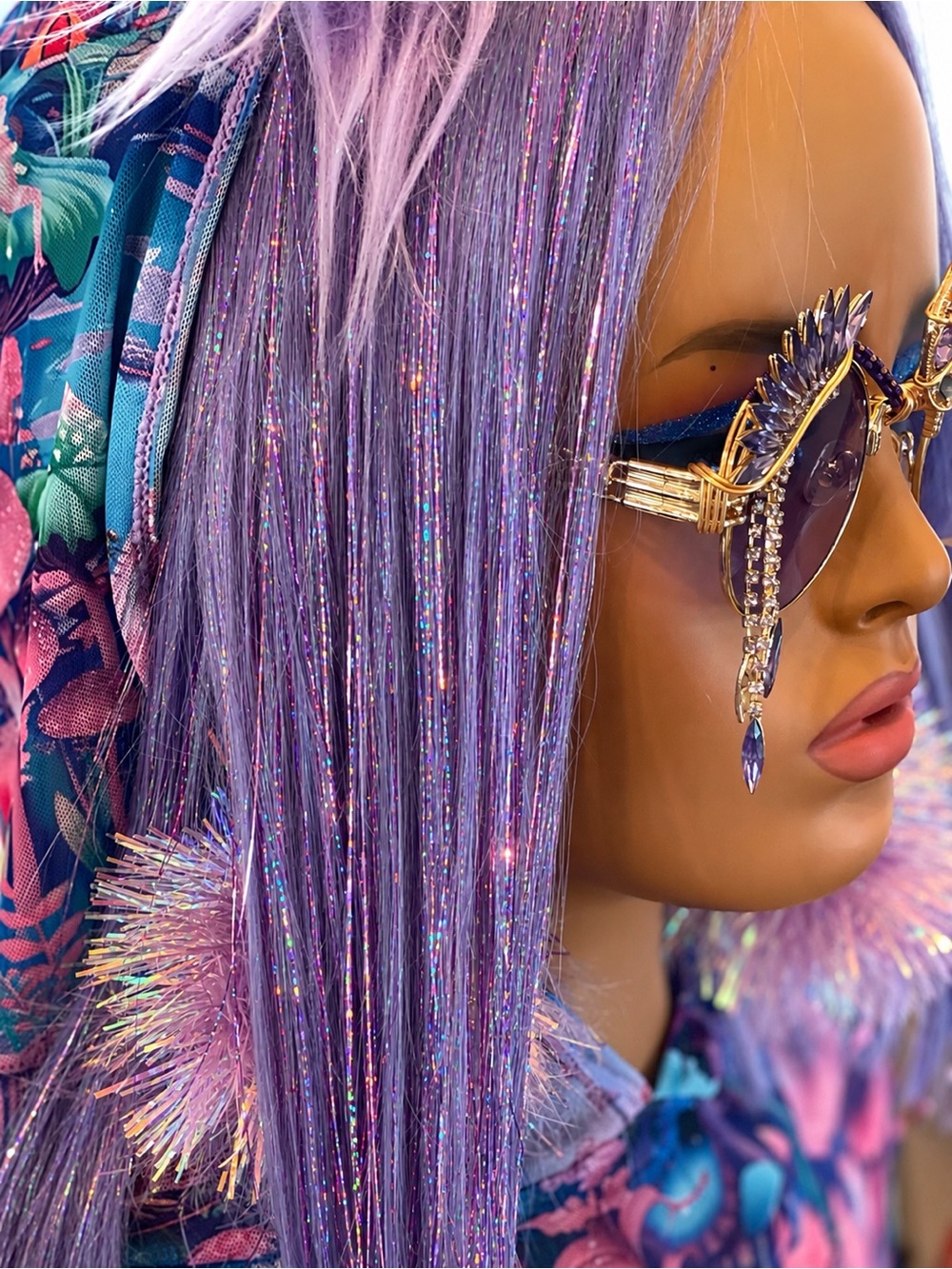 Trippe Kittee Iridescent Lavender Tinsel Wig